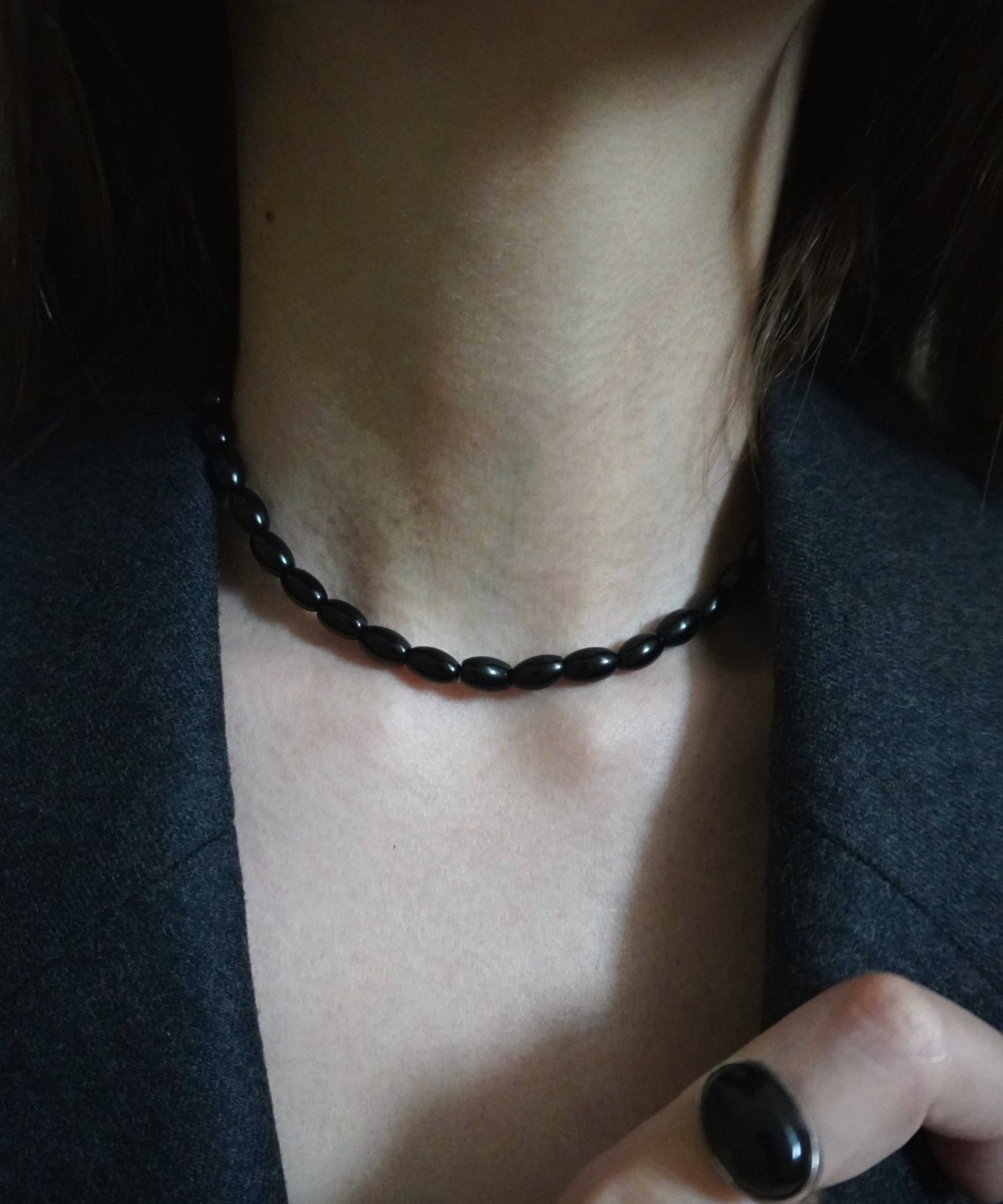oval black onyx necklace
