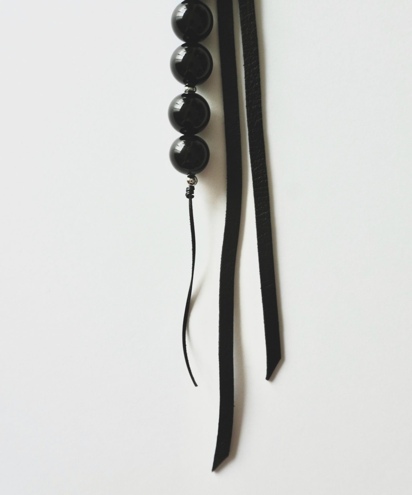 stone & leather tie charm
