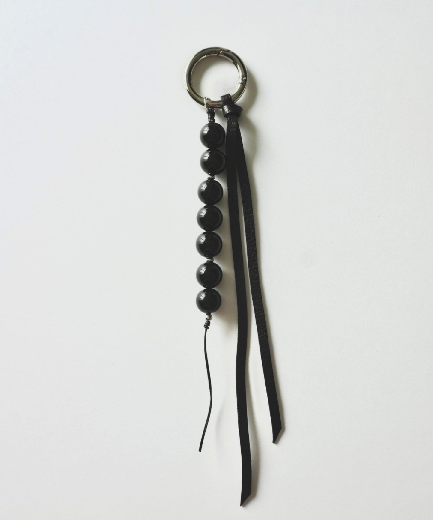 stone & leather tie charm