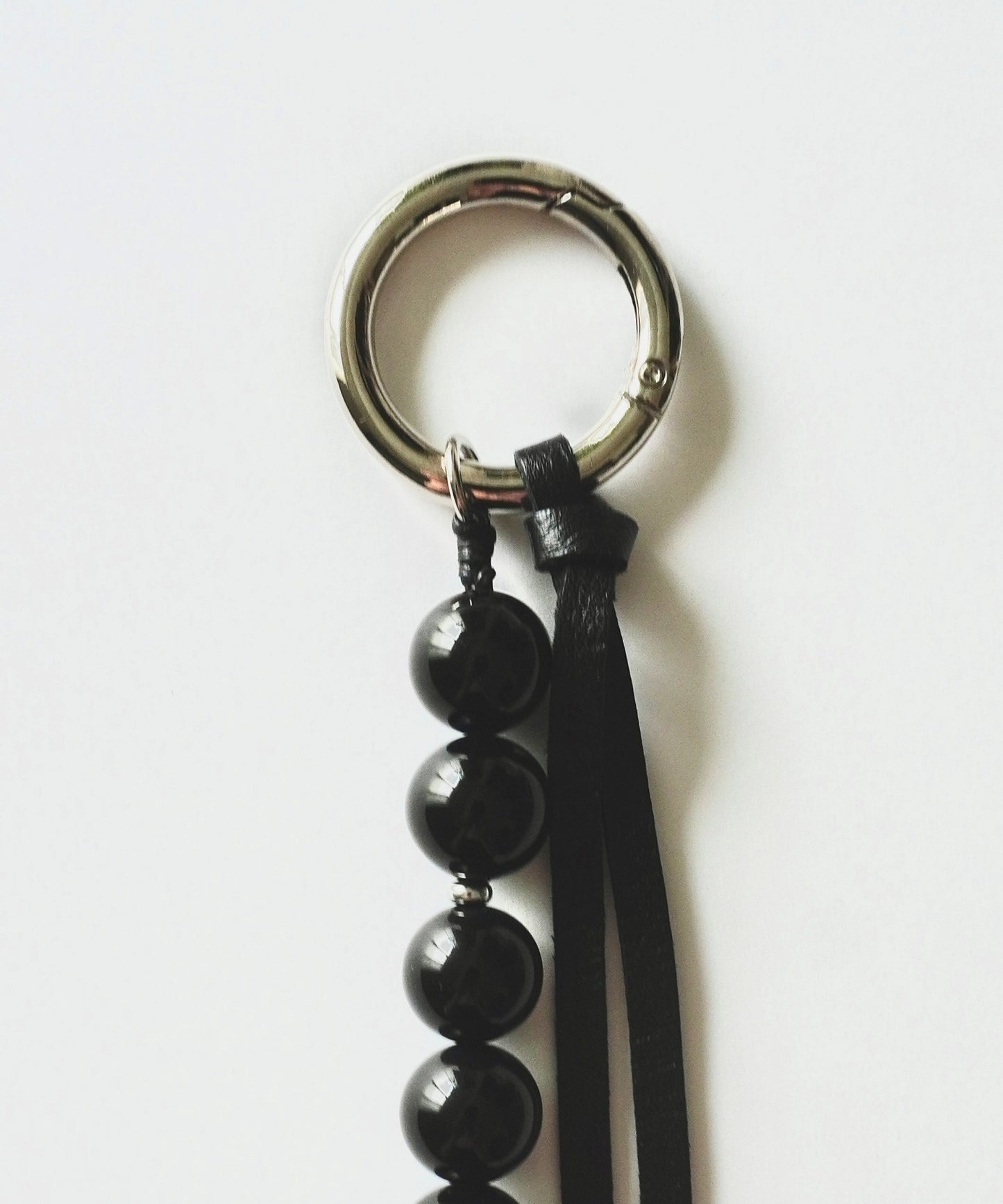 stone & leather tie charm