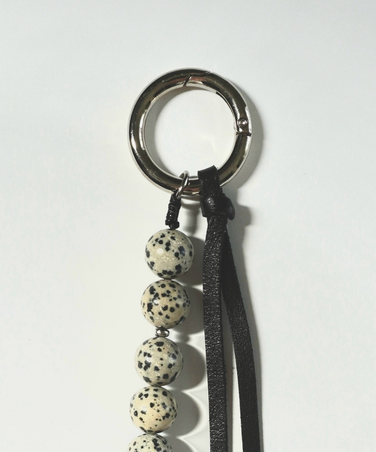 stone & leather tie charm