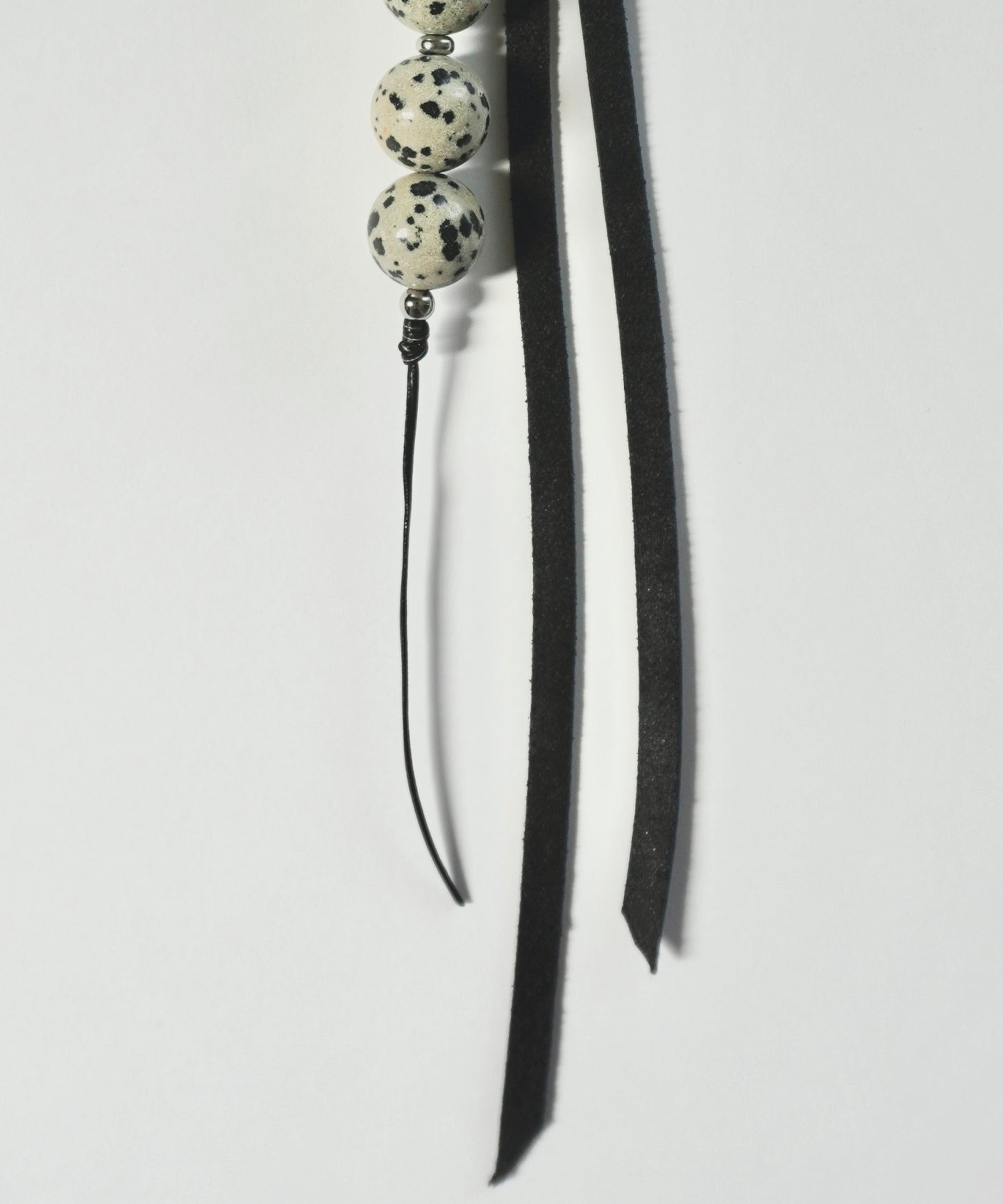 stone & leather tie charm