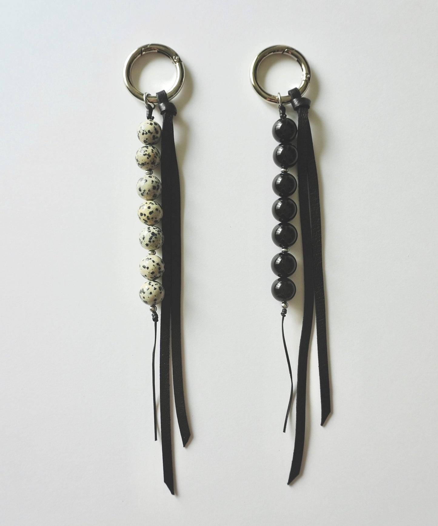 stone & leather tie charm