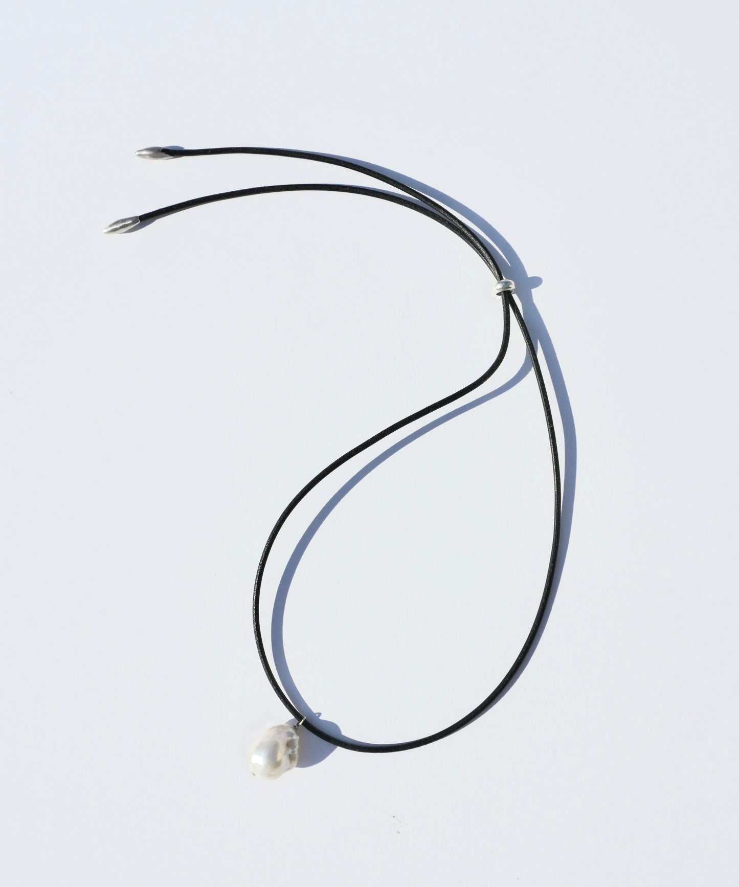 pearl leather code necklace
