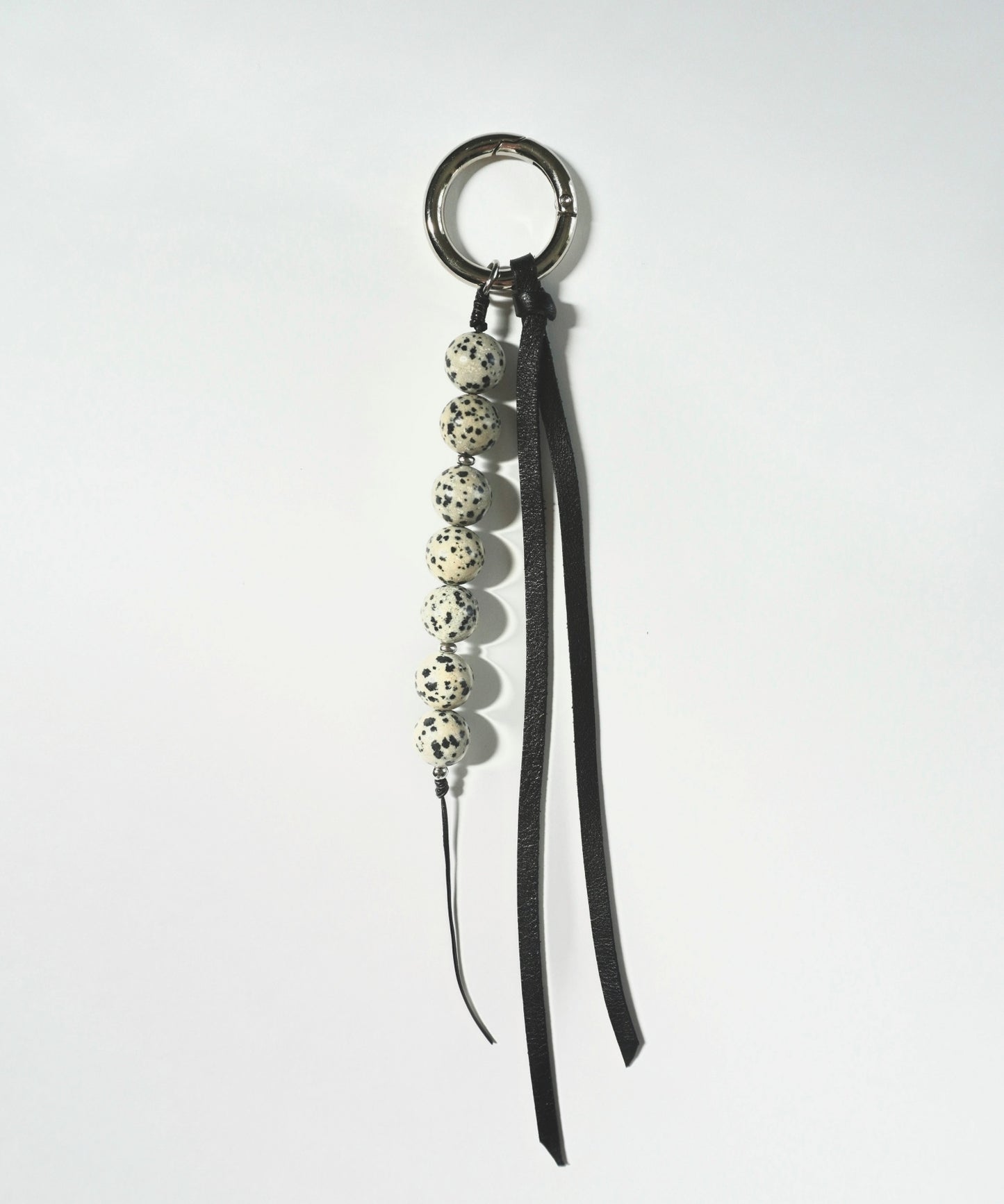 stone & leather tie charm